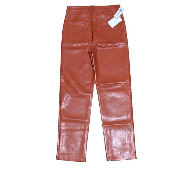 NWT Aritzia Wilfred The Melina high-waisted vegan leather pant in revel red 8 - Picture 2 of 11
